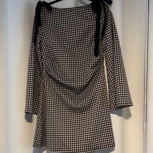 Brown Plaid Dress With Bows